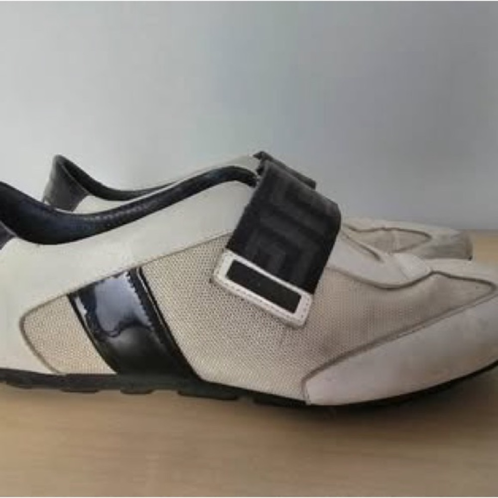 Versace Black and White Sneakers with Distinctive Strap